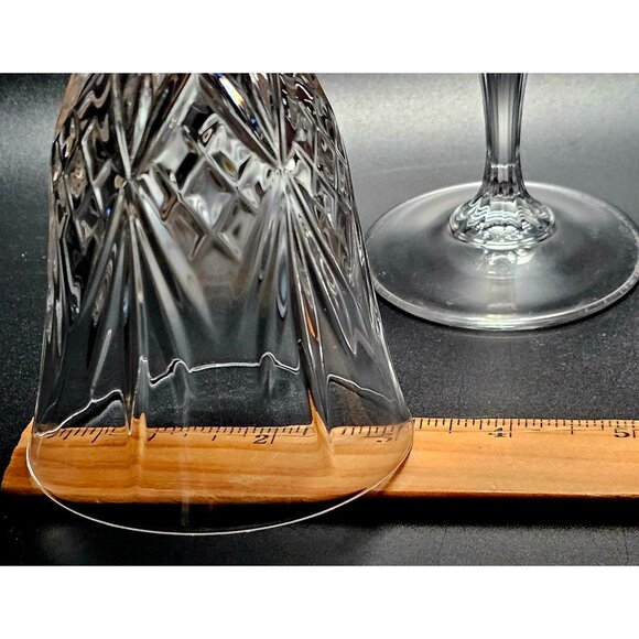 2 RCR Overture Wine Glasses 7.5" diamond fan cut pattern elegant regency Italy - Picture 7 of 10